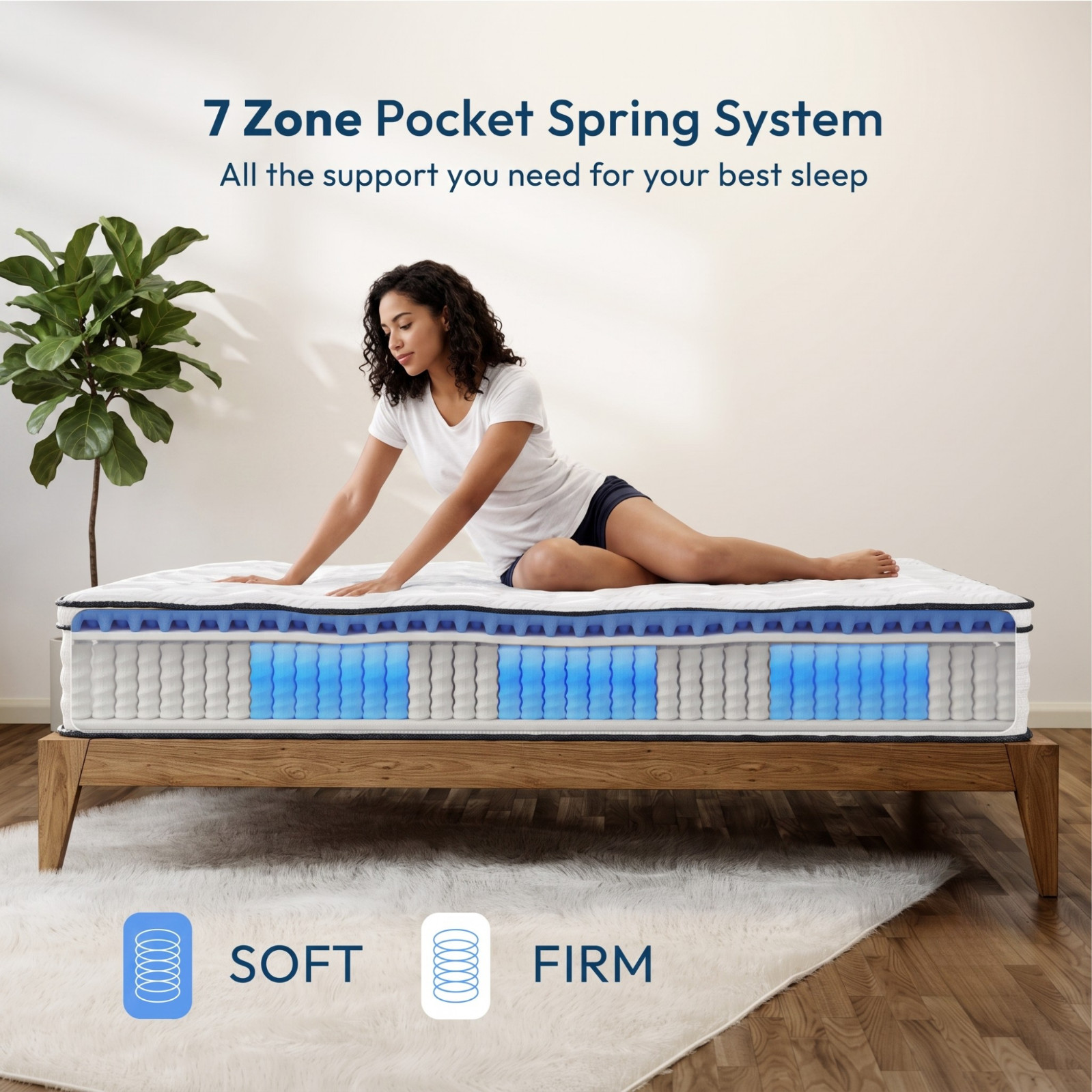 12″ Euro Top Pocket Coil Hybrid Memory Foam Mattress Medium Firm Bed in a Box