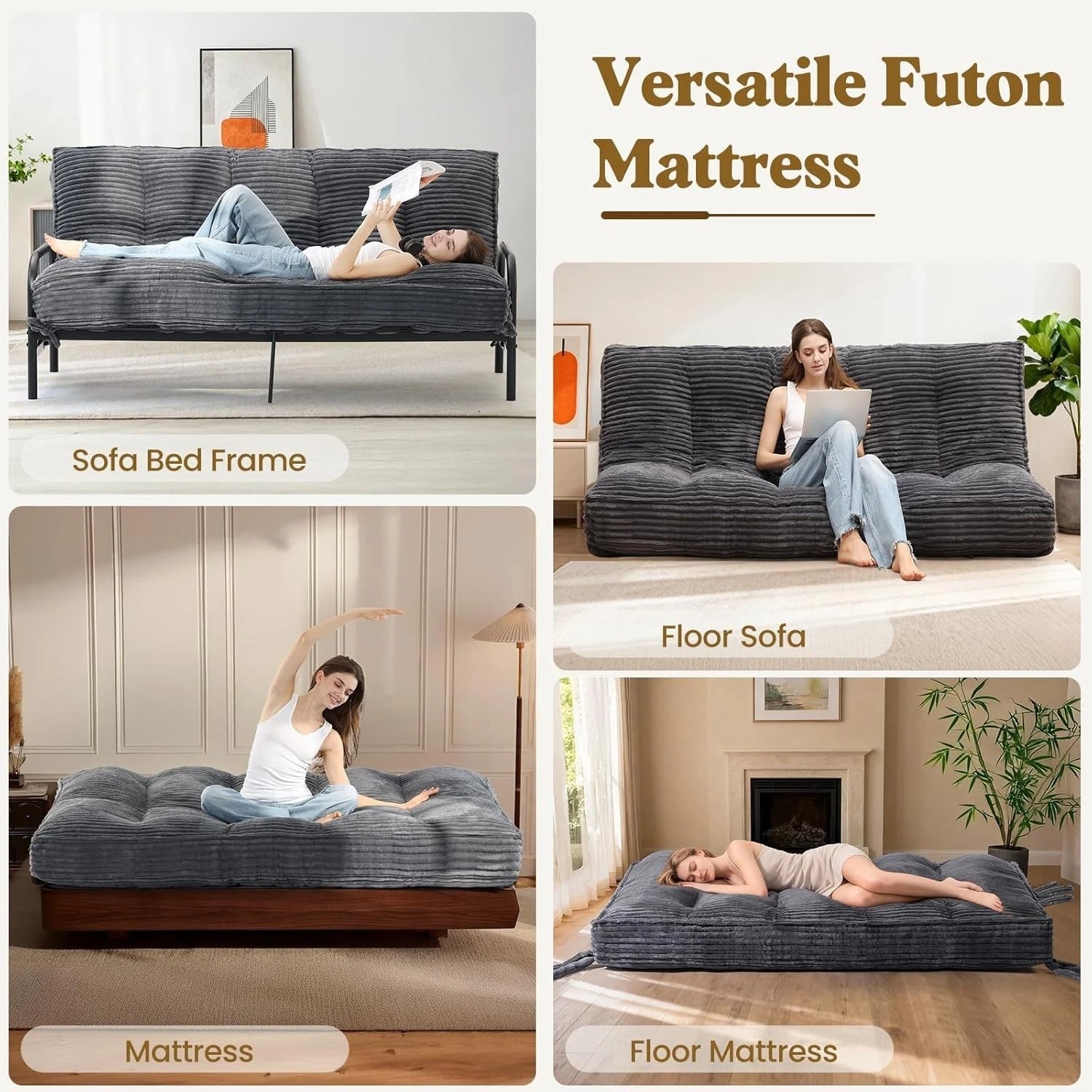 10″ Queen Futon Mattress – Soft & Supportive Folding Sofa Bed for Every Space