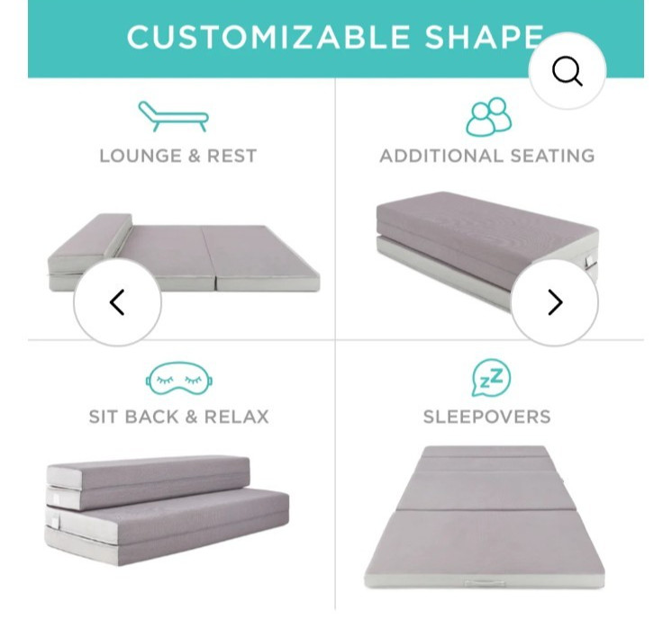 Foldable Twin Mattress, Brand New, Camping, Gaming, Home Guests, Seating, Sleep
