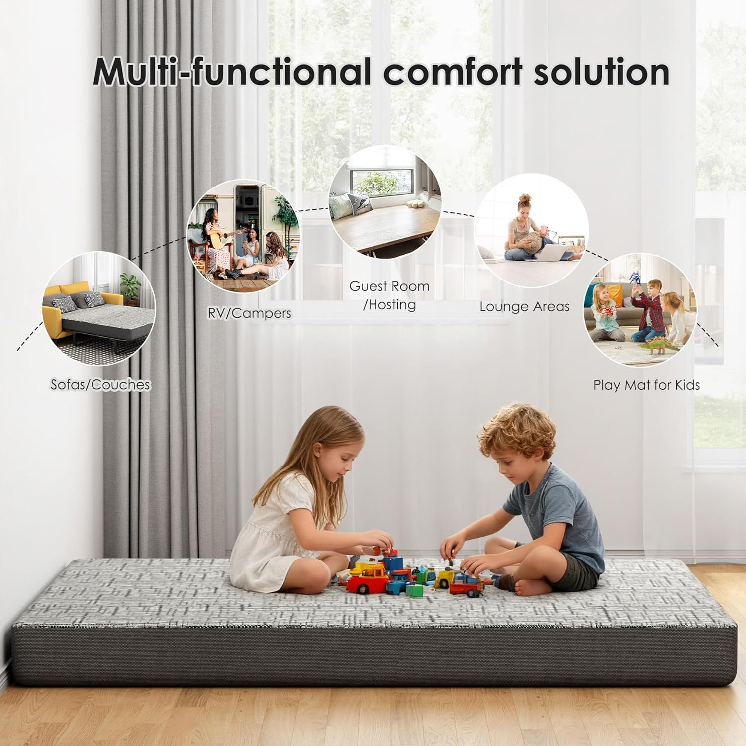 Full Size Sofa Bed Mattress 4 Inch, Memory Foam Mattress for Sleeper Sofas/Pull