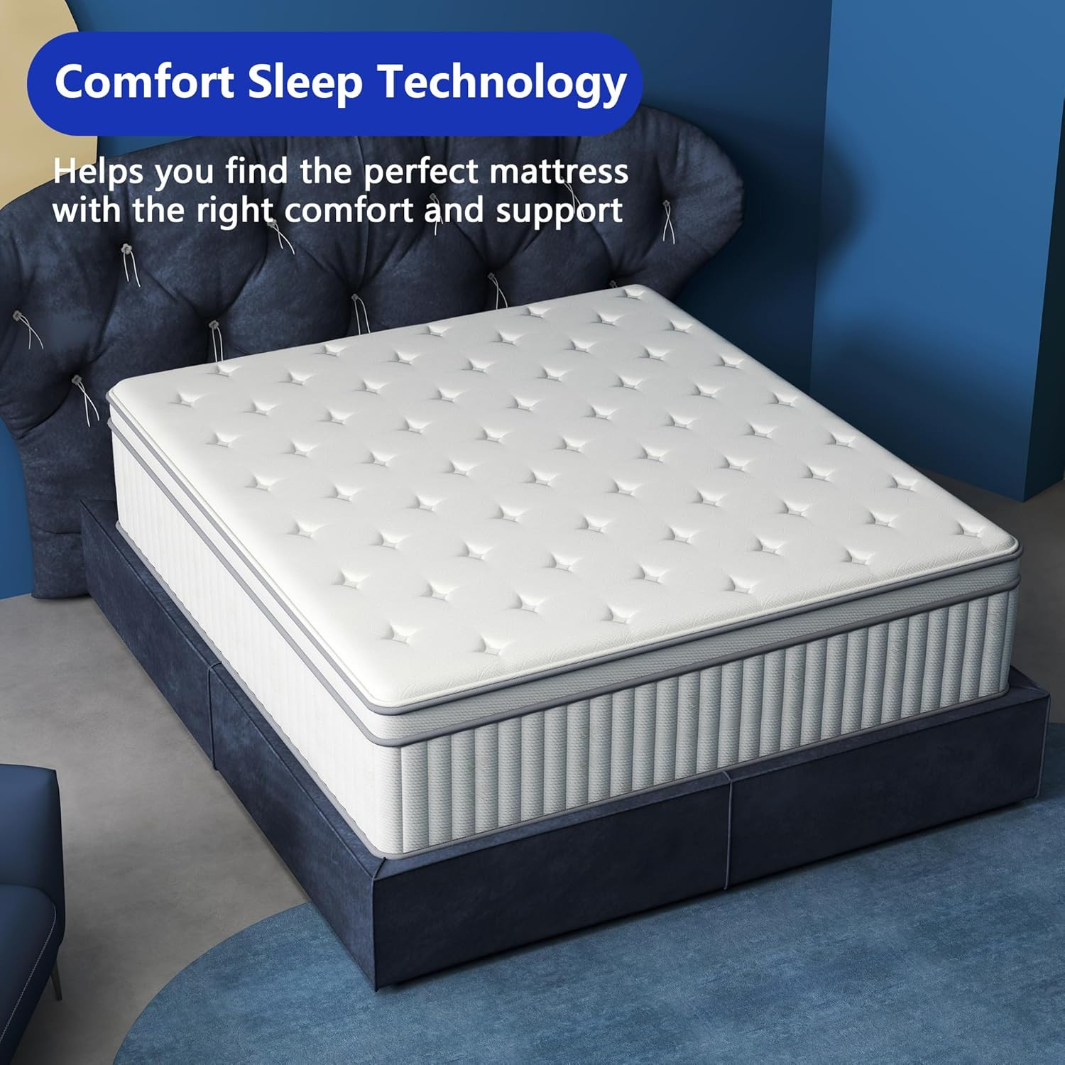14″ King Size Hybrid Mattress – Gel Foam & Pocket Springs, Medium Firm Comfort