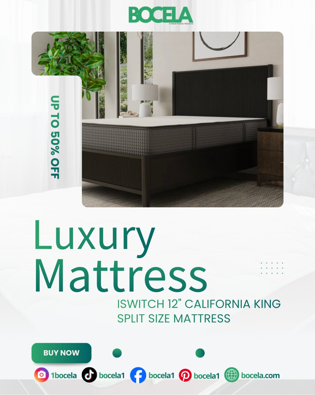 ISWITCH 12″ CALIFORNIA KING SPLIT SIZE MATTRESS