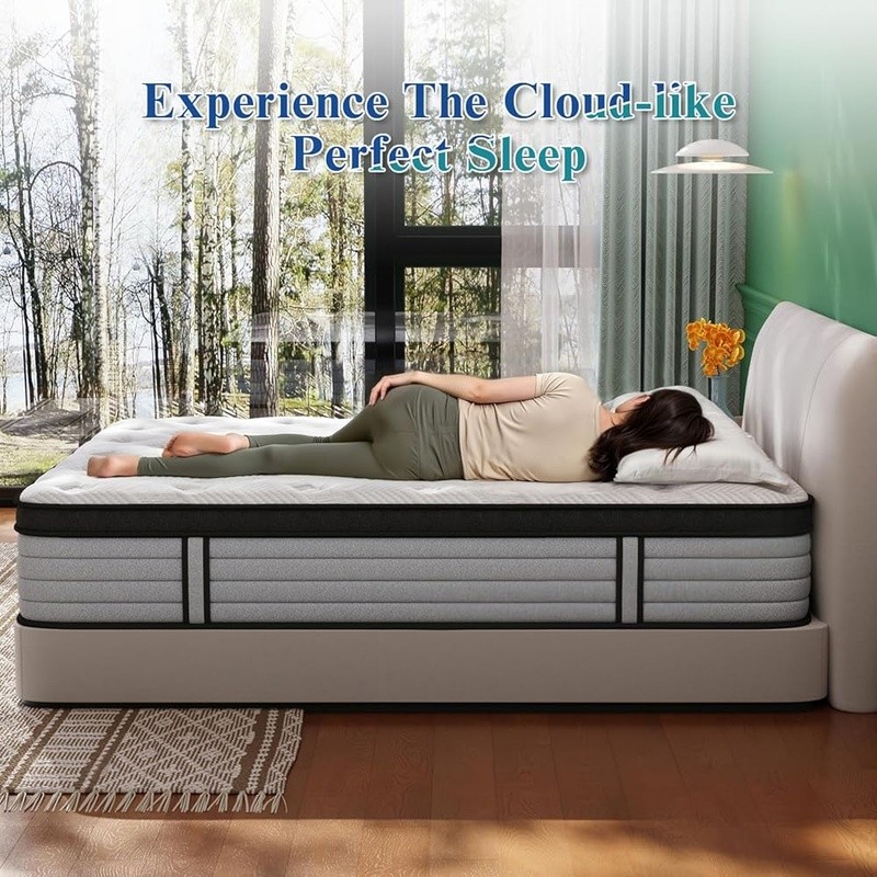 Hybrid Mattress Pocket Springs Memory Foam Pressure Relief Breathable Comfort US