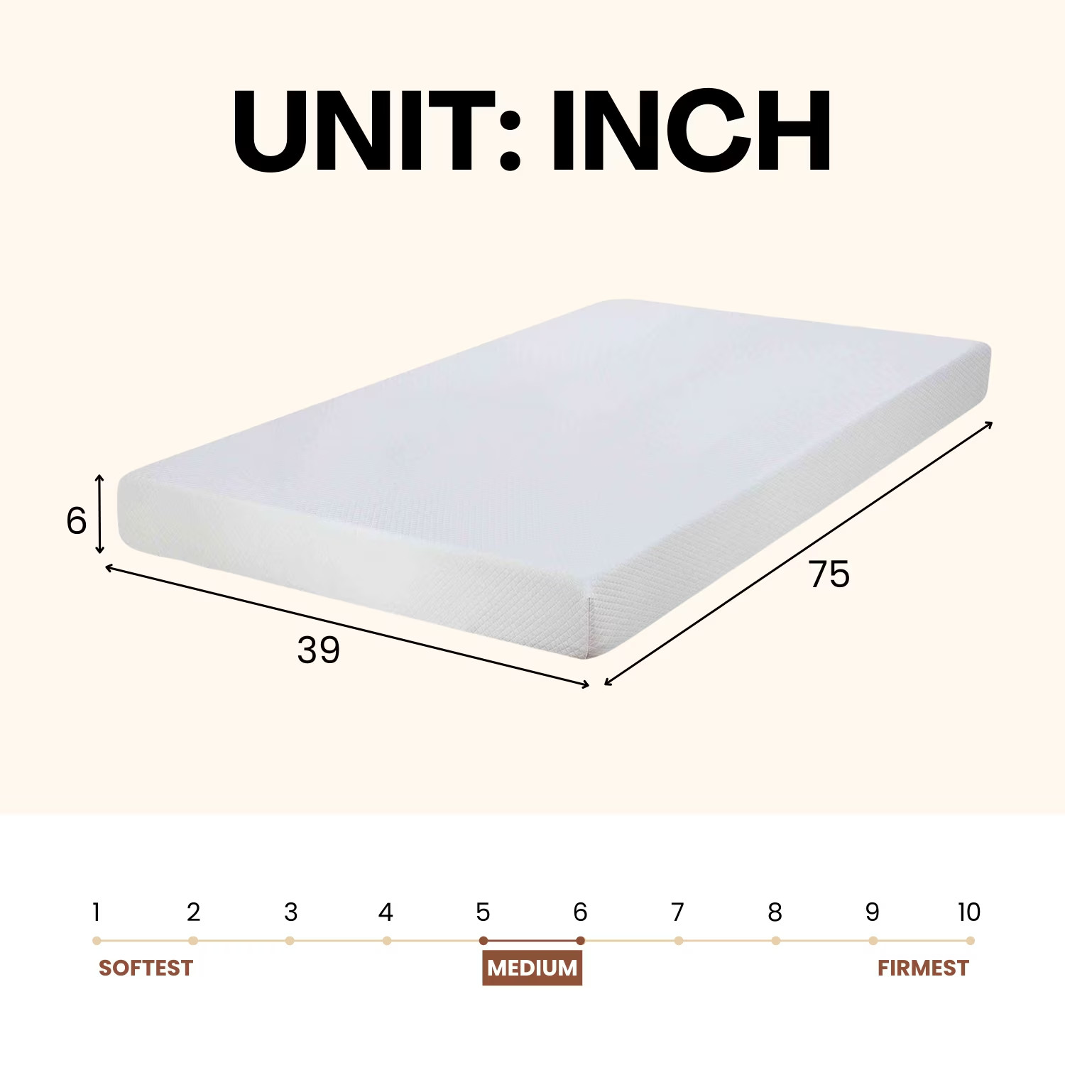 6″ Twin Gel Memory Foam Mattress, Breathable Cover, Medium Firmness