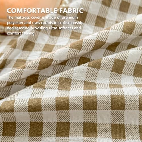 Floor Mattress Cover Gingham Checkered Futon Cover Guest Bed Japan Taupe Full