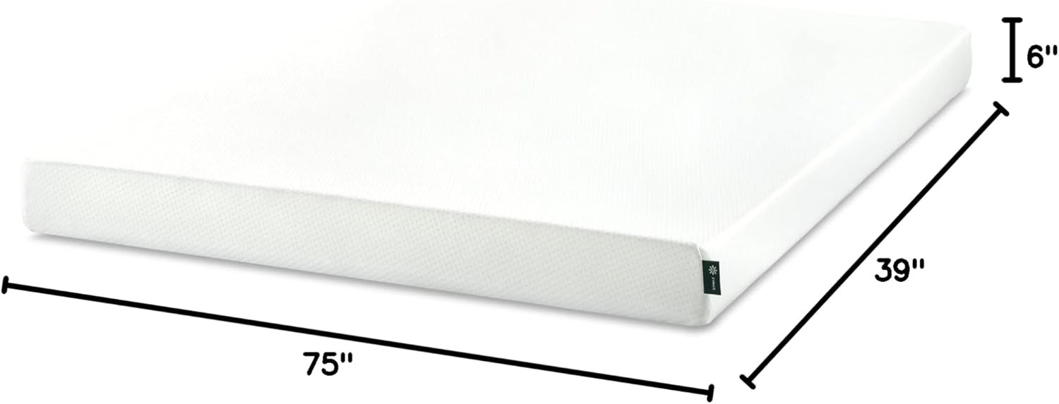 6 Inch Twin Green Tea Memory Foam Mattress [New Version] Fiberglass Free Medium