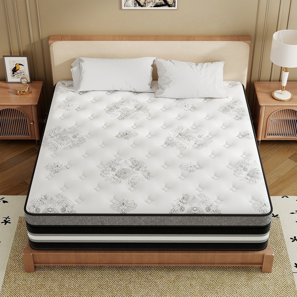 12″ 14″ Mattress In A Box Gel Memory Foam Pocket Spring Twin Full Queen King