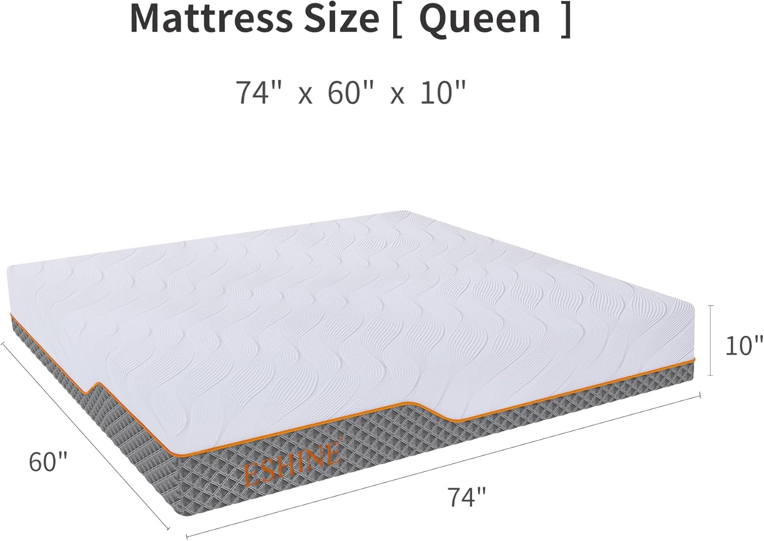 ESHINE Short Queen RV Mattress – 10″ Memory Foam RV Mattress, Shock-Absorbing an