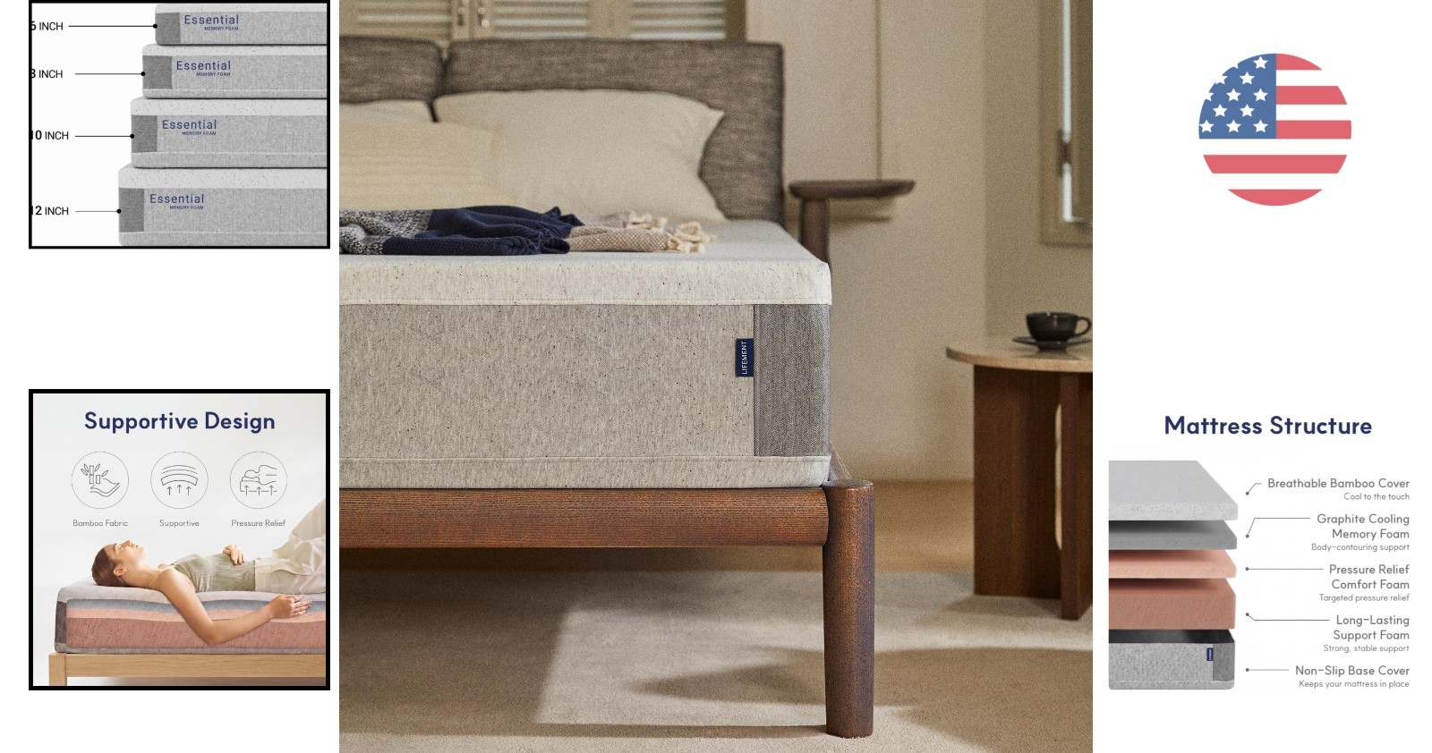 Breathable Full Size 6 Inch Mattress – Medium Firm, Low Motion Transfer Support