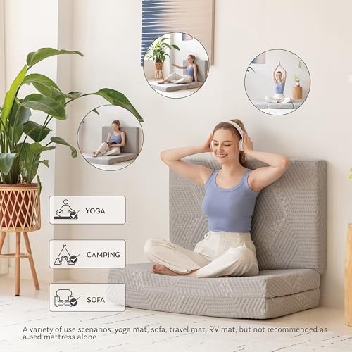 Tri-Fold Memory Foam Topper, 4 inch Single Folding Small Single 4 Inch