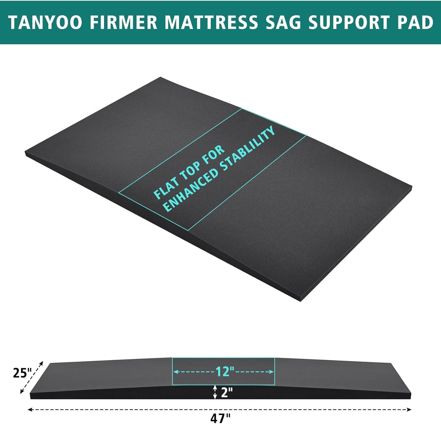 47x25x2 Sagging Mattress Fix – Durable High Density Foam Support Pads, Set of 2
