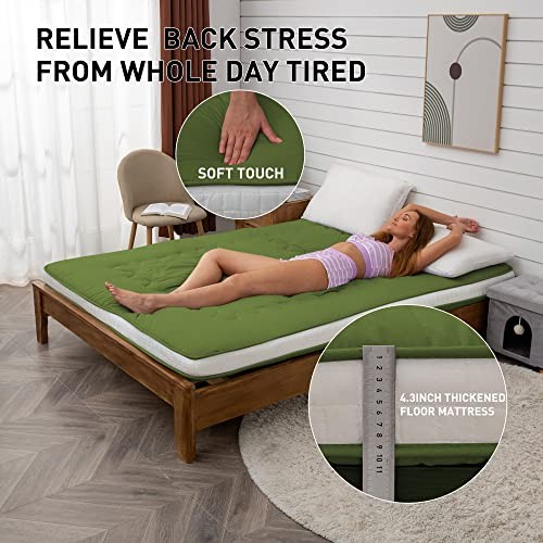 Japanese Floor Futon Mattress Extra Thick Folding Roll Up Bed Twin Green