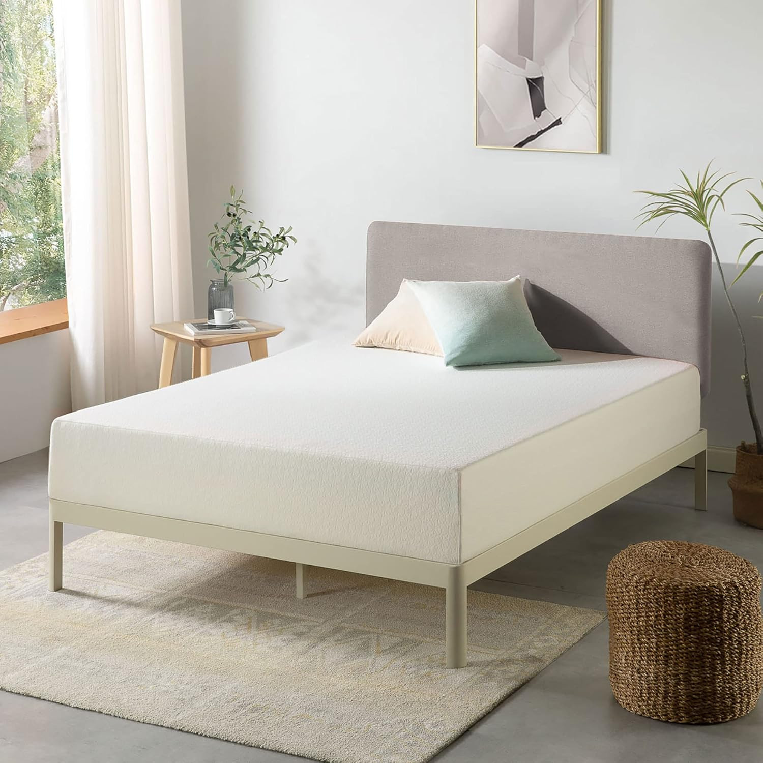 10″ Green Tea Memory Foam Queen Mattress – Bed-In-A-Box, White