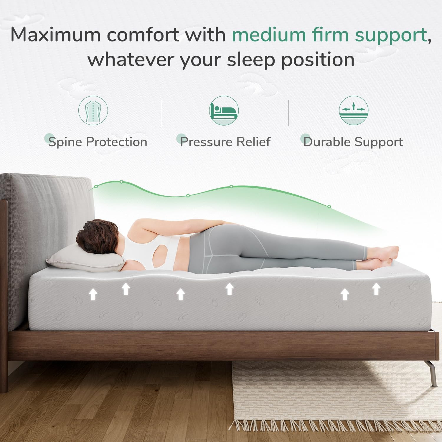 King Mattress, 12 Inch King Size Memory Foam Mattress with Comfort Foam for Pres