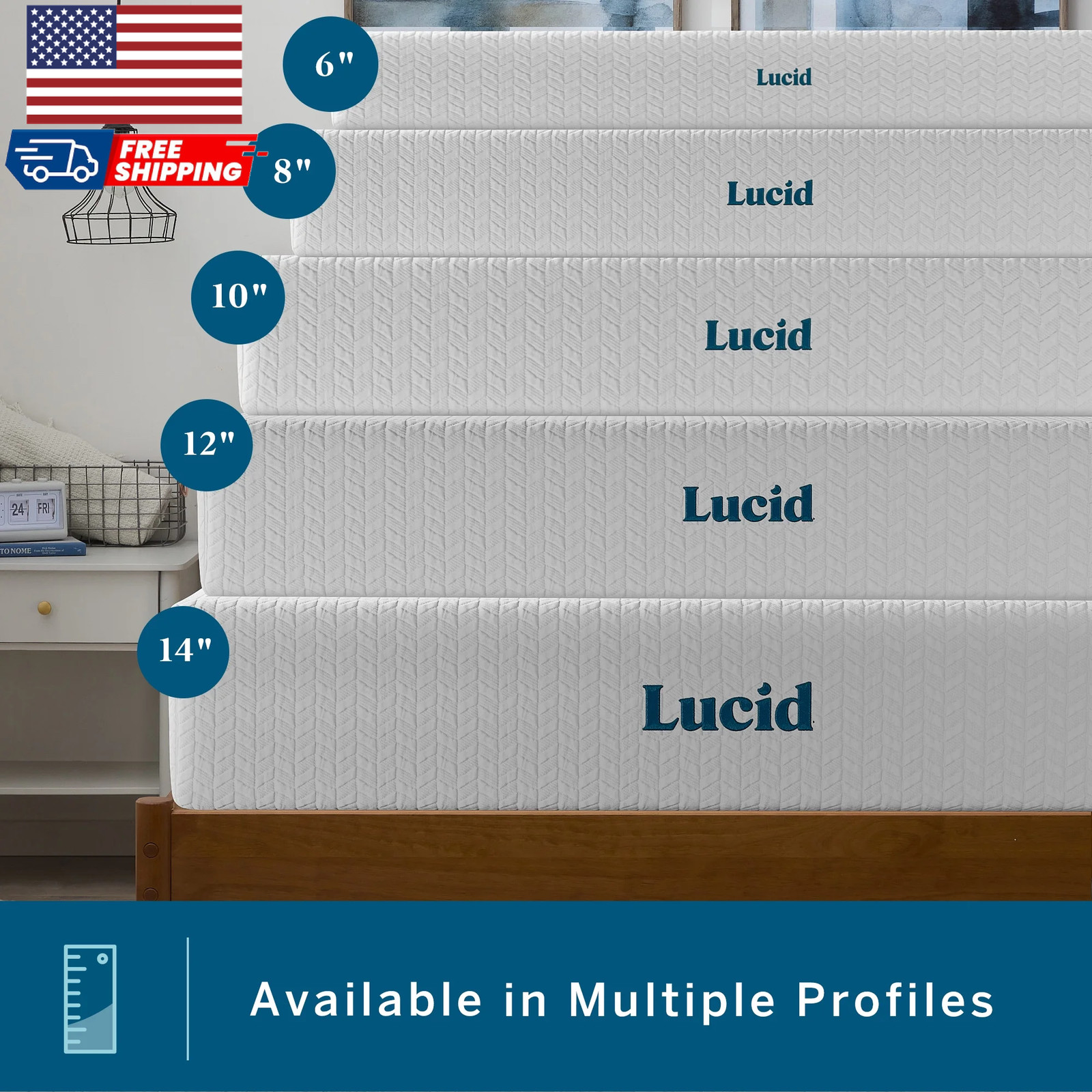 Lucid Refresh 10″ Dual-Layer Gel Memory Foam Mattress Firm Cooling Bed in a Box