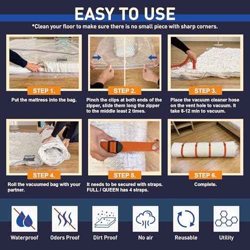 Mattress Vacuum Storage Bag for Memory Foam, Latex and Hybrid King, Cal King