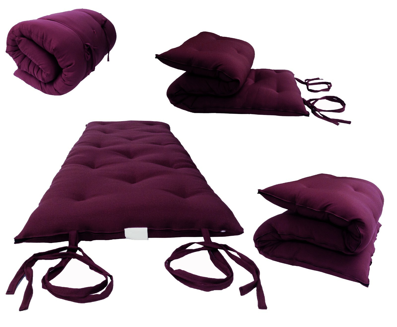 Traditional Floor Futon Mattresses, Portable cotton Pads, Mats 3x27x80 Burgundy