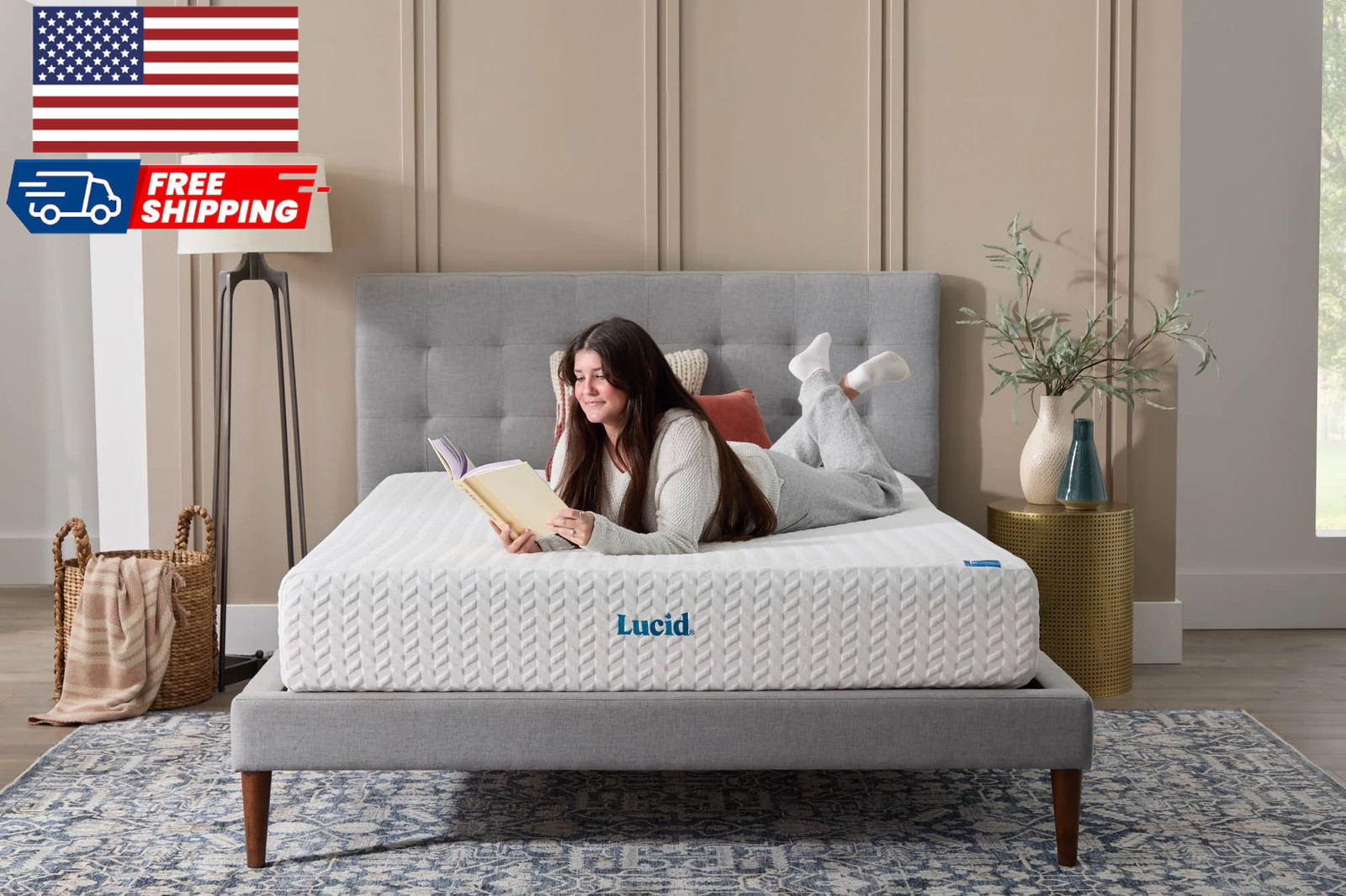 Lucid Refresh 10″ Dual-Layer Gel Memory Foam Mattress Firm Cooling Bed in a Box
