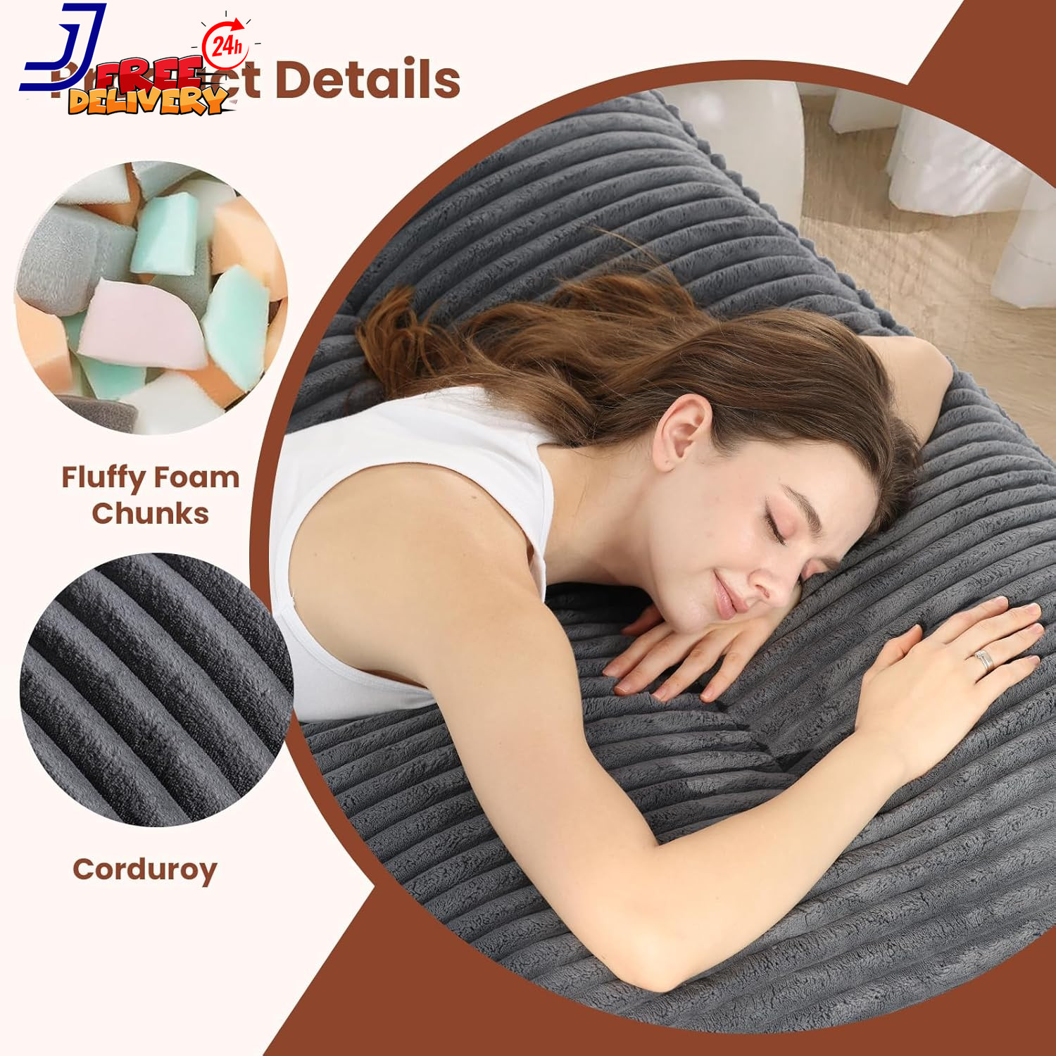 10″ Futon Mattress Queen Size Futons Sofa Couch Bed with Straps Thick Corduroy