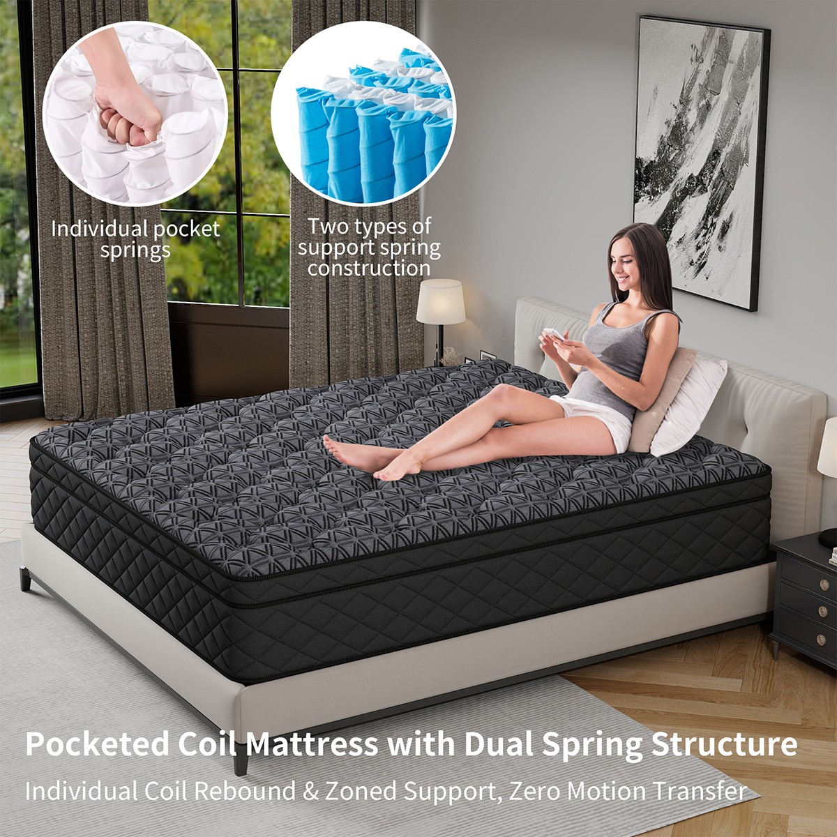 12″ 14″ Gel Memory Foam Pocket Spring Mattress In A Box Twin Full Queen King