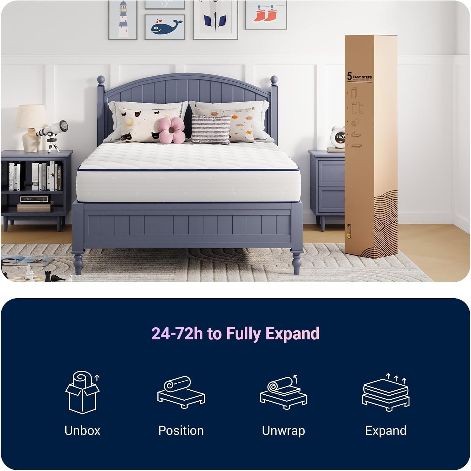 6 Inch Twin Mattress Foam & Spring Hybrid Mattresses in a Box Medium Breathable