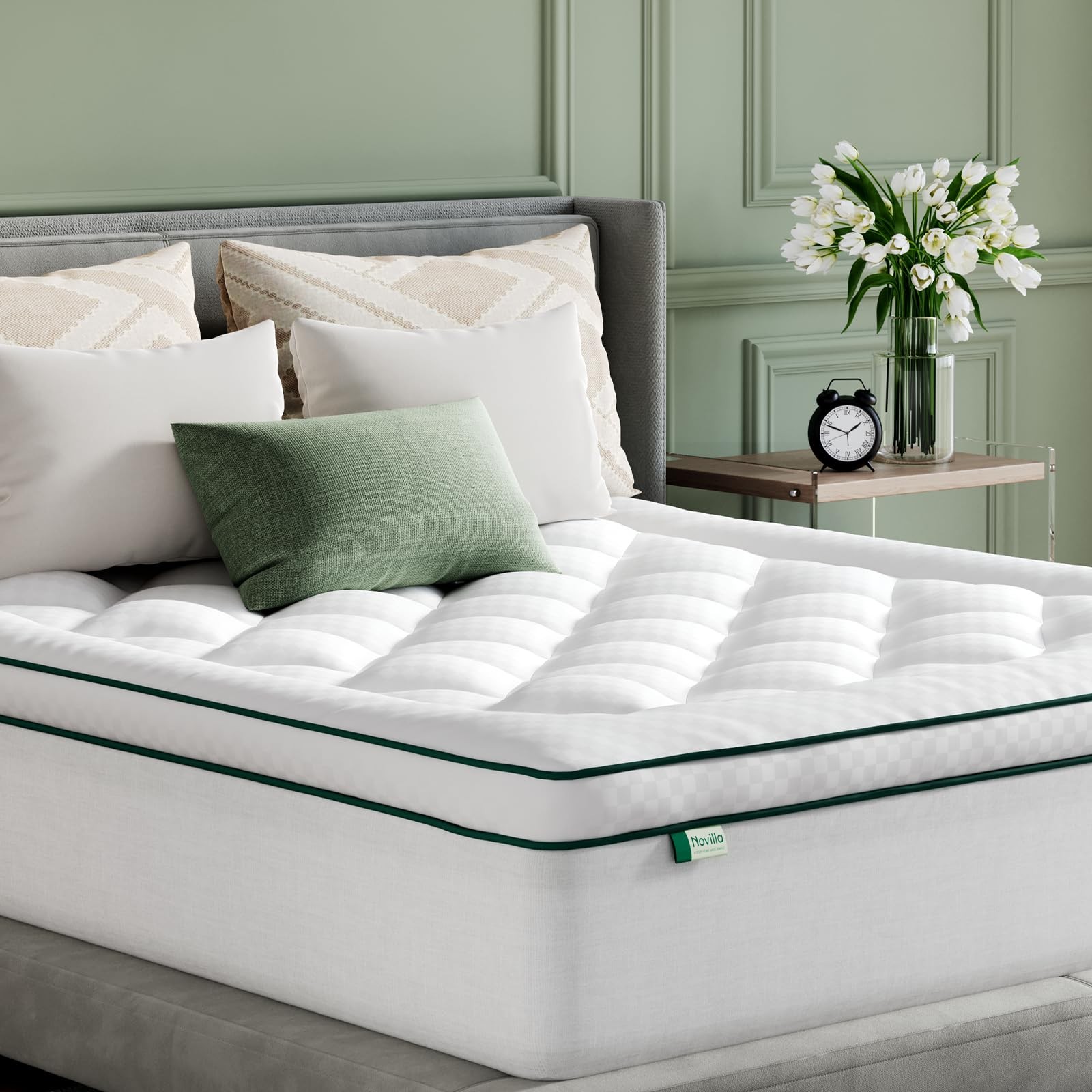 Full Mattress Topper, Soft Pillow Top for Dorm Bed, Breathable Quilted Mattre…