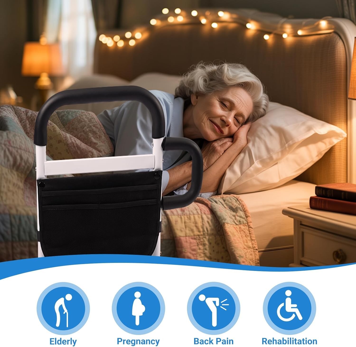 Bed Rails for Elderly Adults Safety Adjustable Bed Side Rails With Storage Bag
