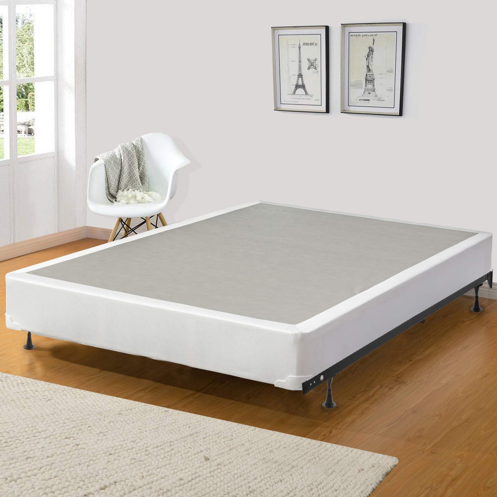 Fully Assembled Wood Traditional Box Spring/Foundation For Mattress Set, Twin…