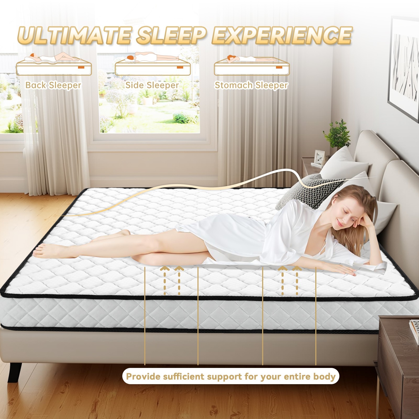 6 Inch Gel Memory Foam Mattresses Medium Firm for Cooling Sleep &Pressure Relief