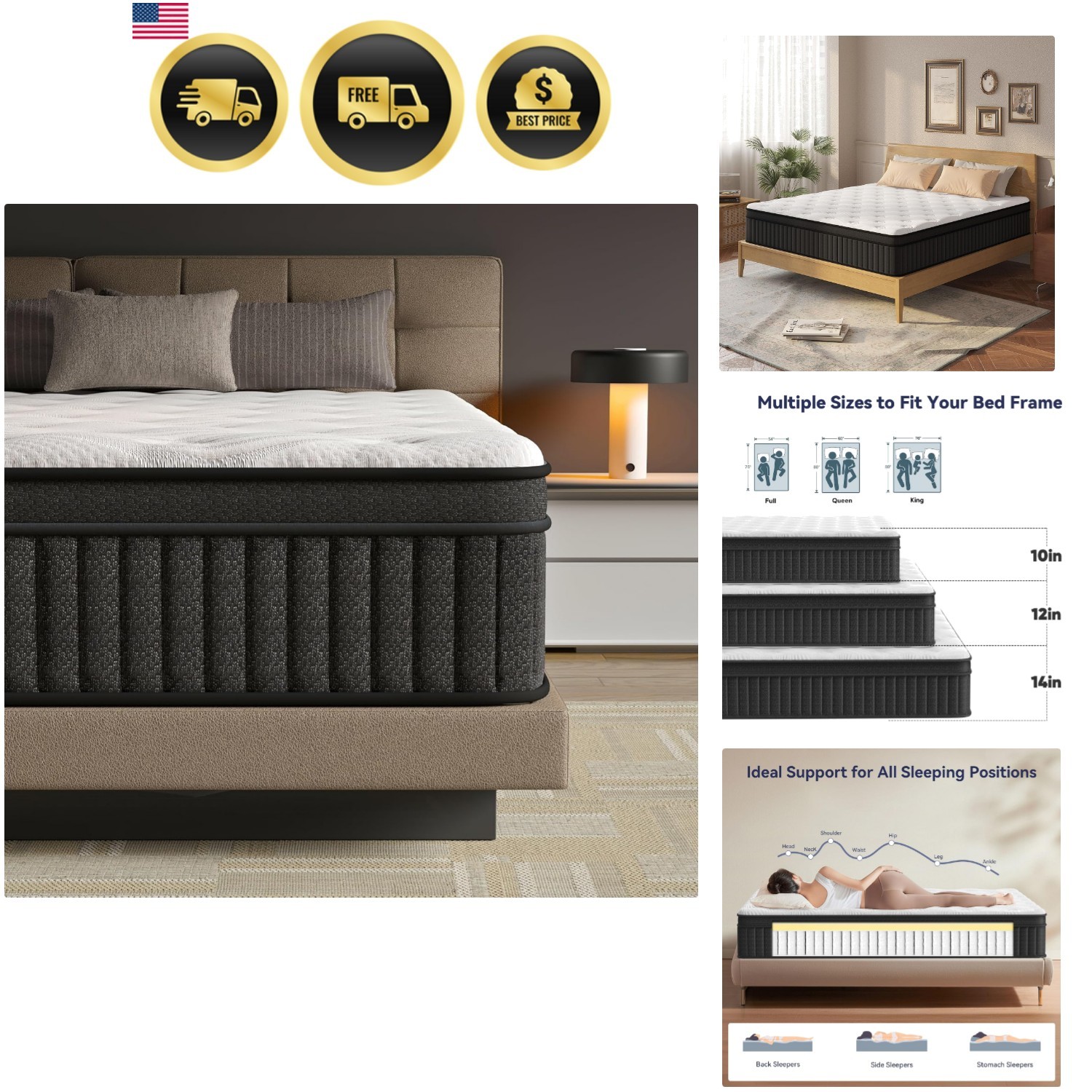 Queen Mattress, 12 Inch Queen Hybrid Mattress in a Box, Upgrade Individually …
