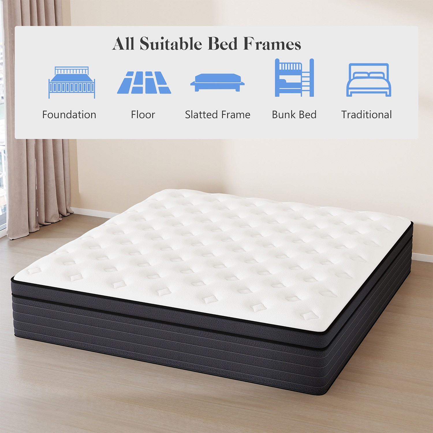 8″10″12″14″ Twin Full Queen King Mattress in a Box Hybrid Spring Gel Memory Foam