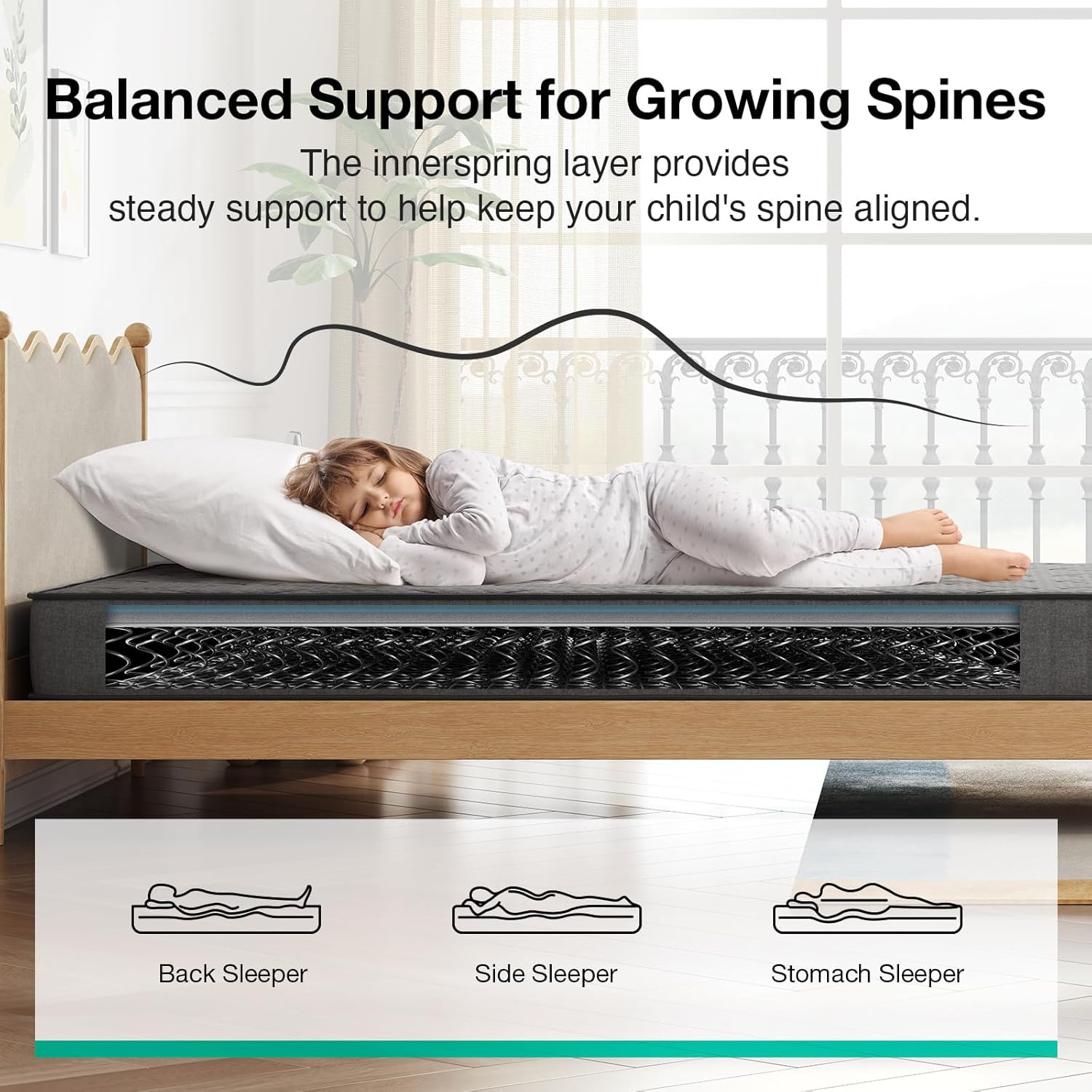 Twin Mattress,6 Inch Hybrid Twin Size Mattress with Bonnell Coil & Gel Memory Fo