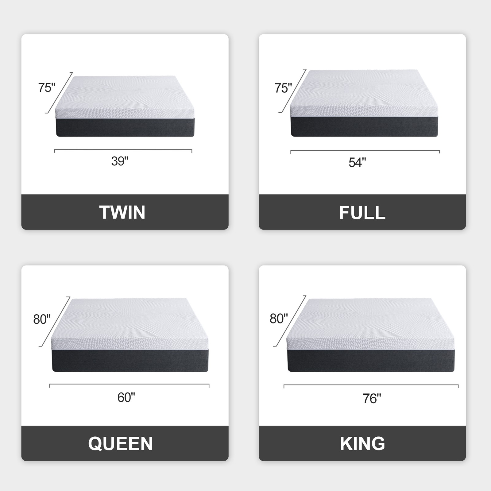 8/10/12In No-Noise Gel Memory Foam Mattress Twin Full Queen King Szie Mattress