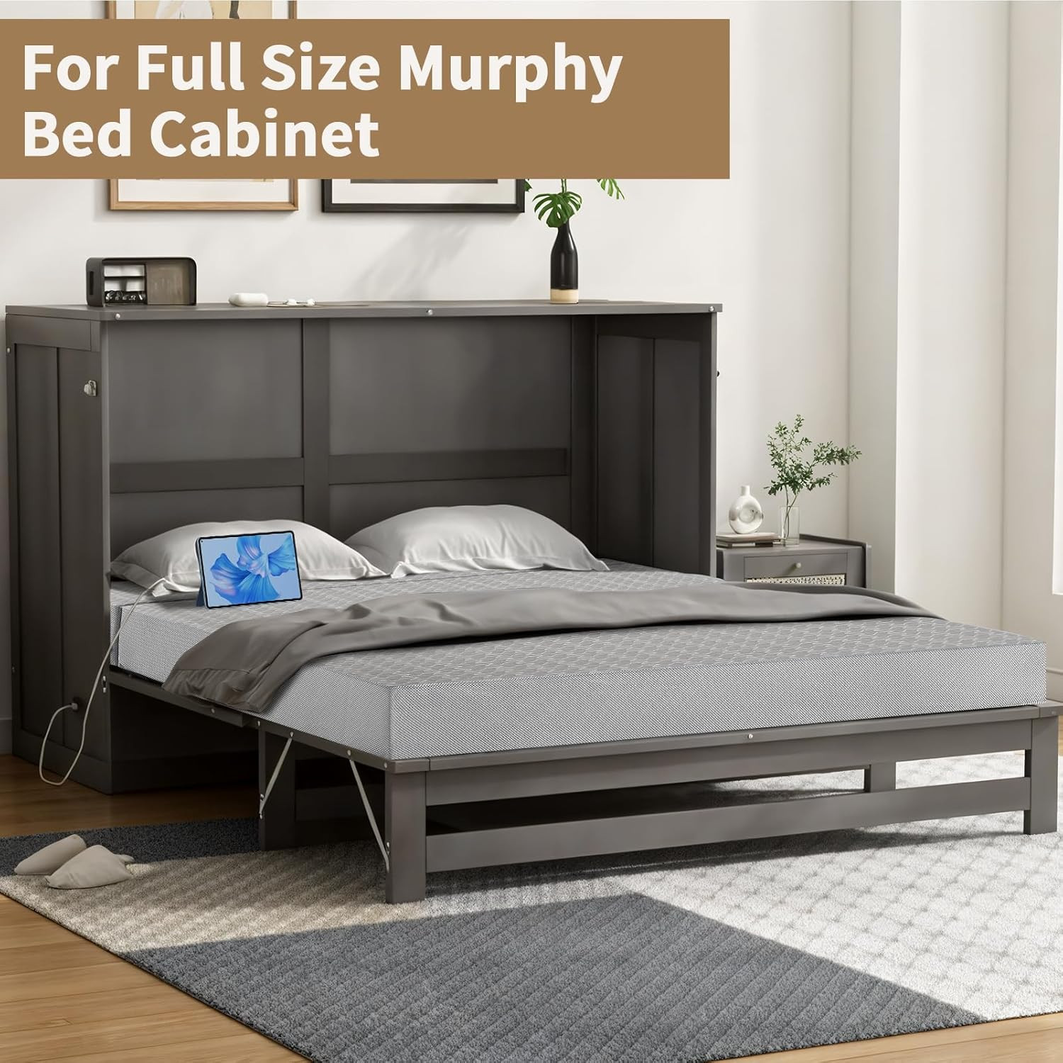 Portable Folding Mattress, 6″ Memory Foam Tri-Fold Bed for RV & Guests, Grey