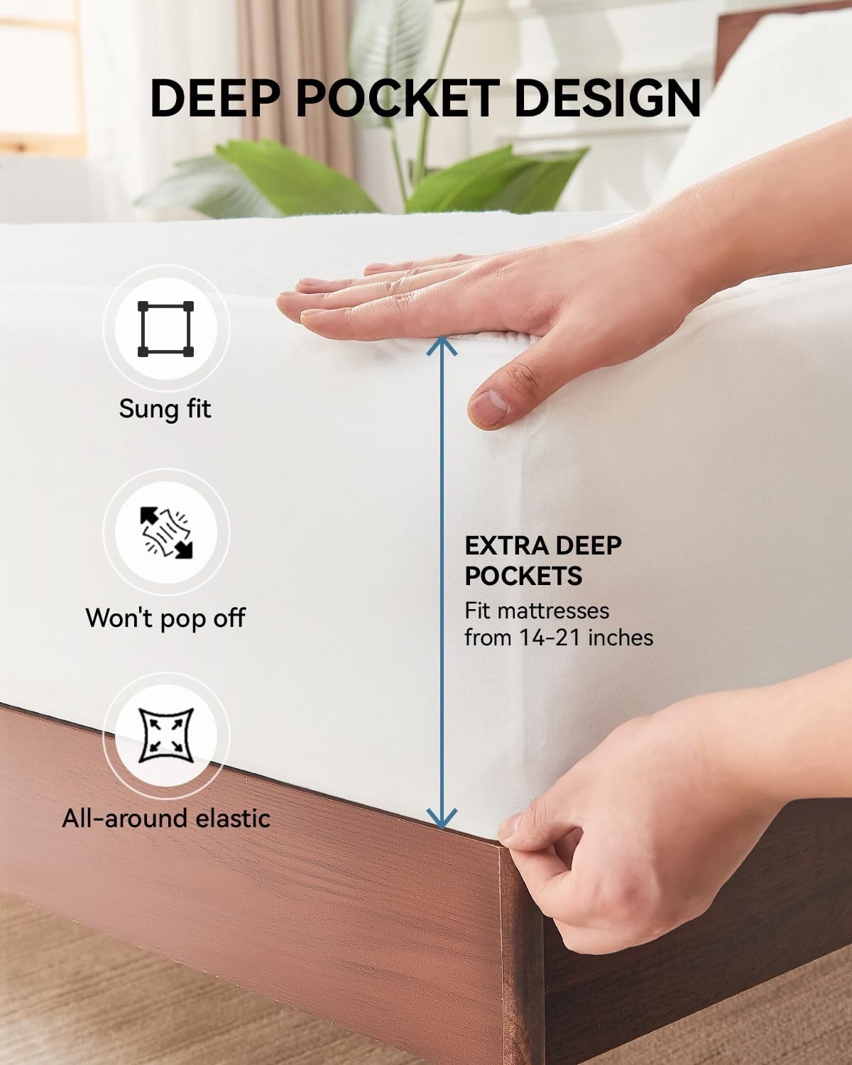 King Size Cooling Waterproof Mattress Protector Pad King, Classic-white