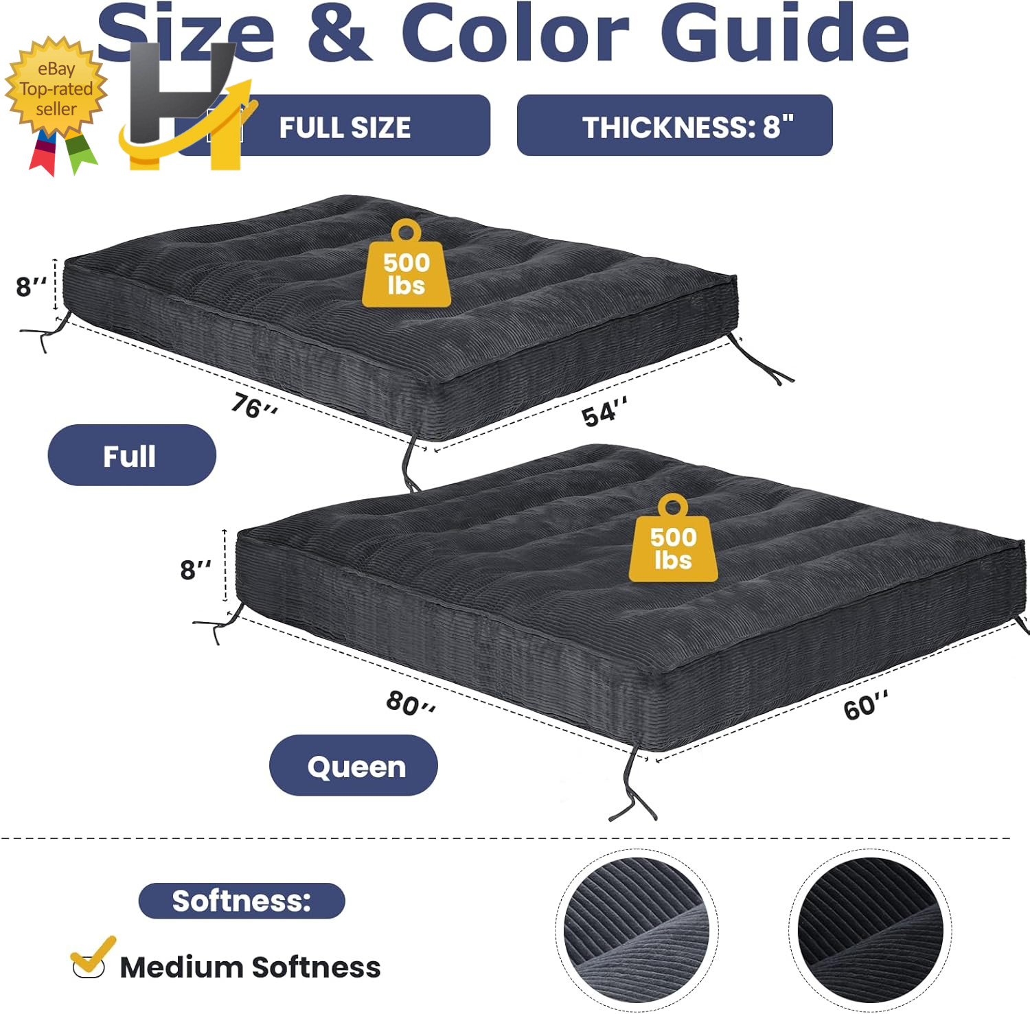 8″ Thick Futons Sofa Couch Bed Sleeper Sofa Bed Floor Mattress for Adults