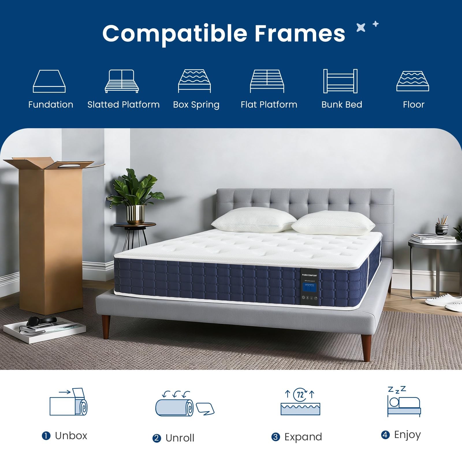 Twin Mattress, 10 Inch Twin Hybrid Mattress in a Box, Pocket Innerspring Pill…