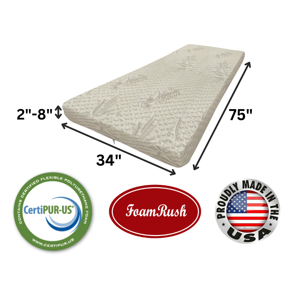 FoamRush Bunk (34″ x 75″) Cooling Gel Memory Foam RV Mattress Medium Firm USA