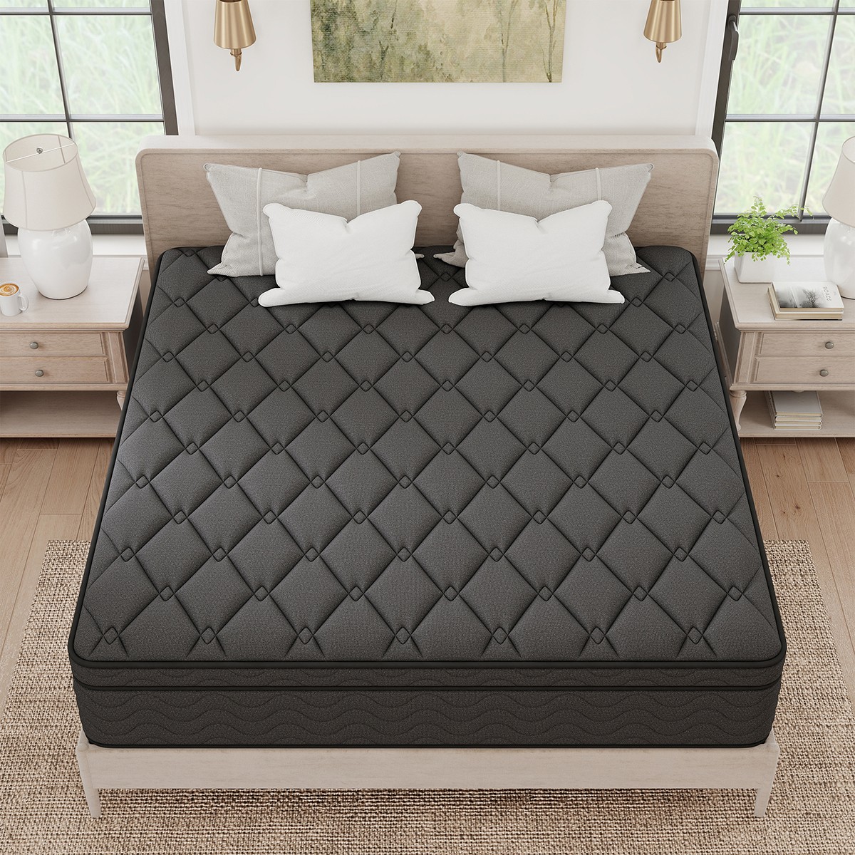12″ Hybrid Mattress in a Box Gel Memory Foam Spring Twin Full Queen King Size
