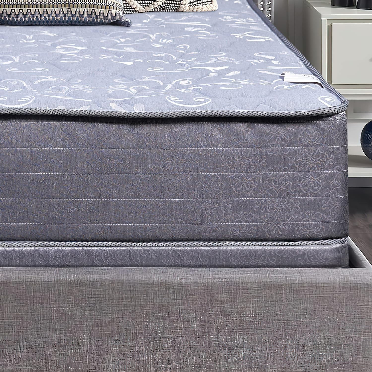 11″ Firm Euro Top Gel Innerspring Mattress & 8″ Wood Box Spring Set, Queen