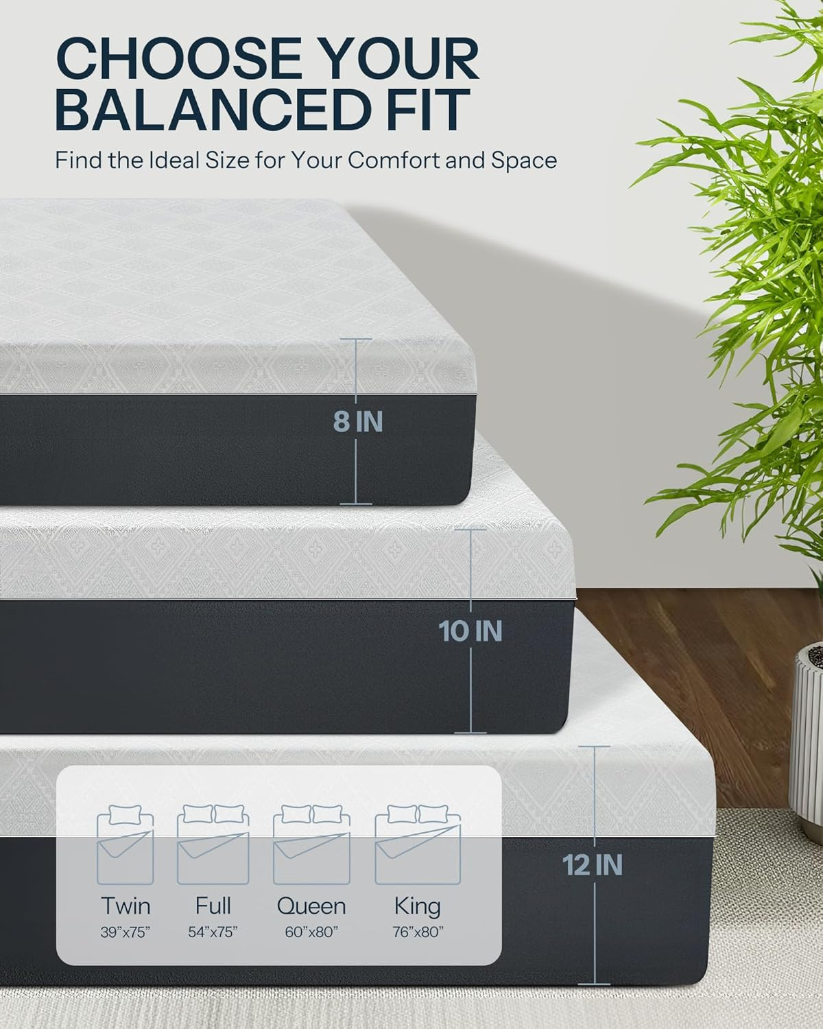 10-Inch Cooling Gel King Mattress – USA Made, Pressure Relief & Motion Isolation