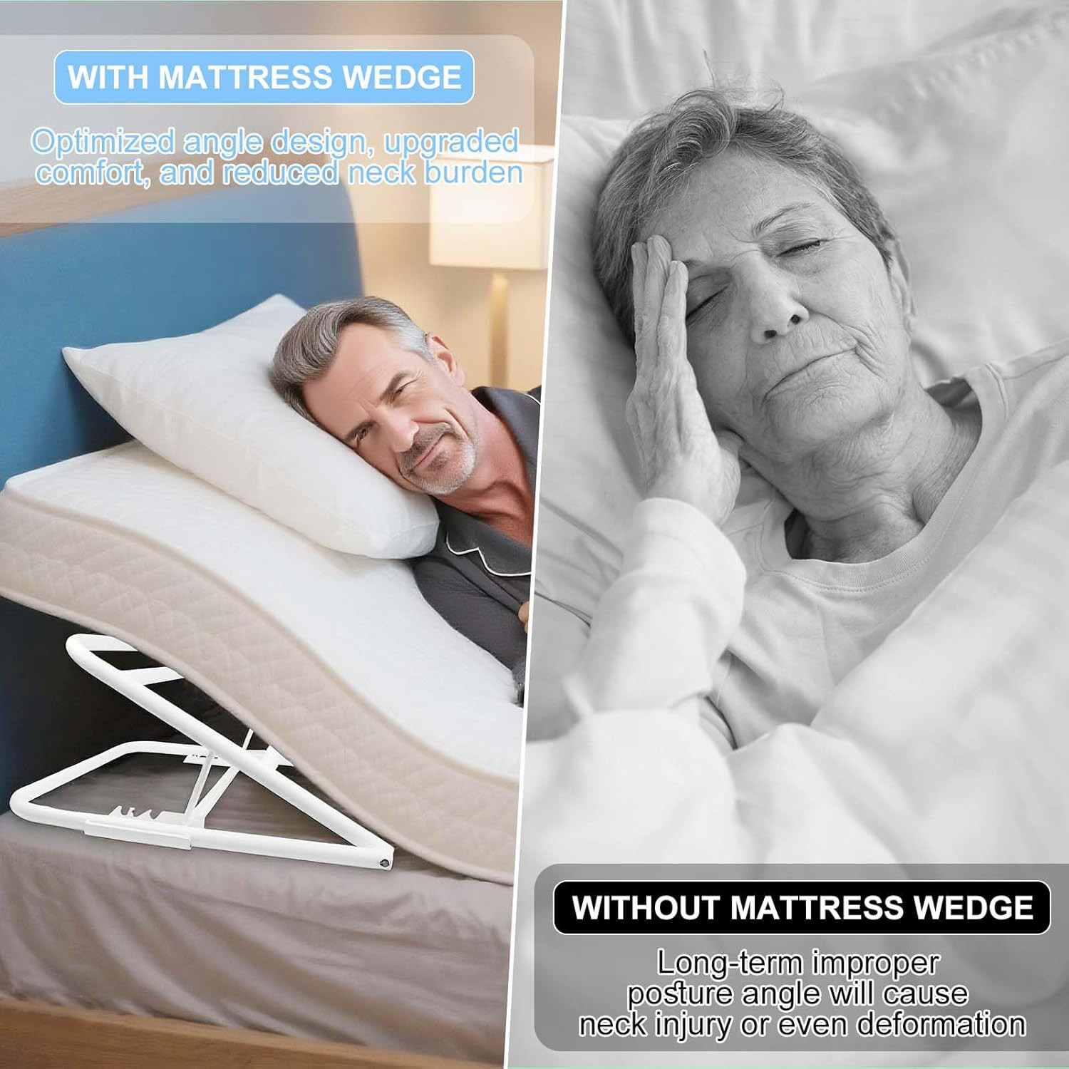 Adjustable Bed Wedge 2 Pack for Sleep Support, Acid Reflux & Back Pain Relief