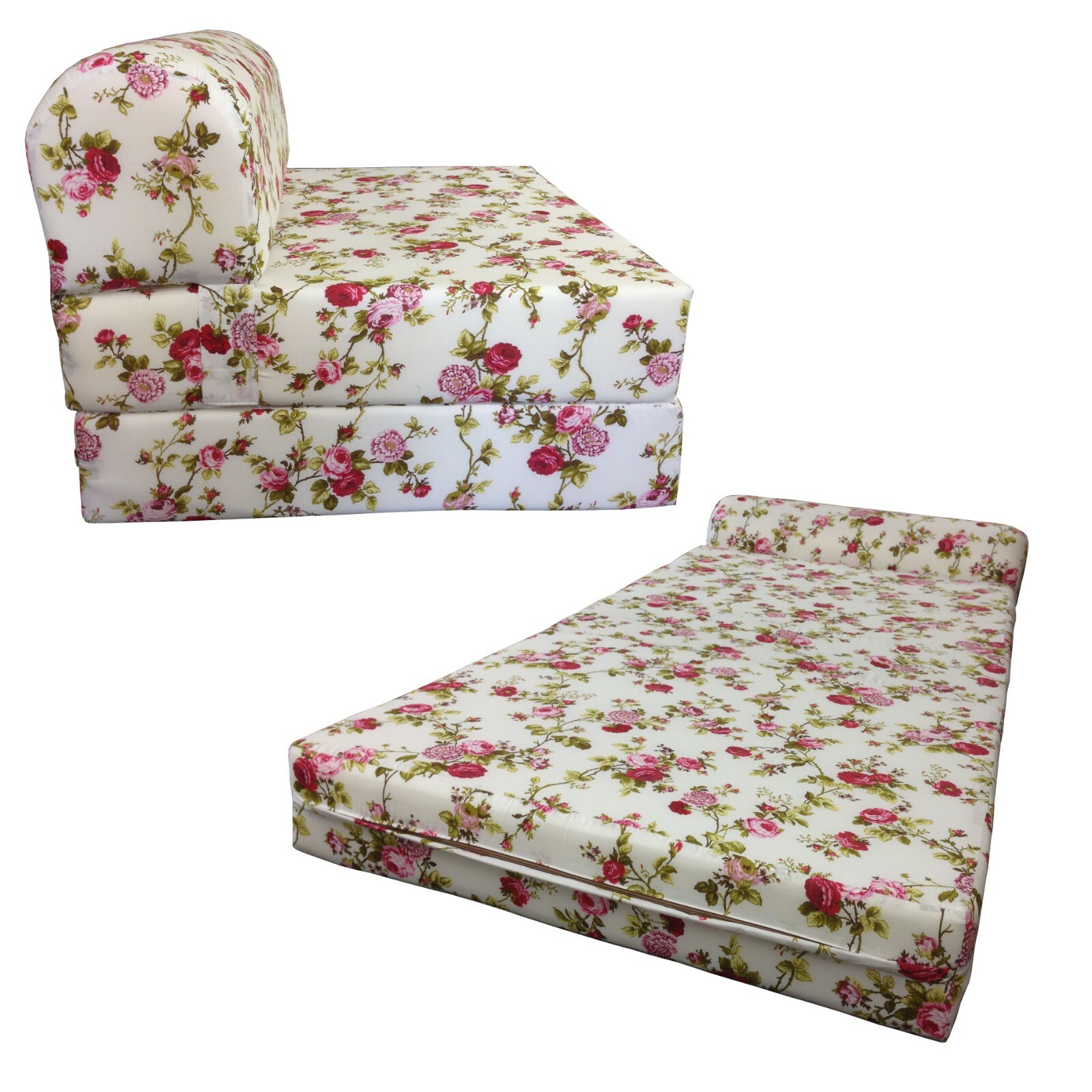 Twin Sleeper Chair Folding Foam Beds, Floor Sofa Mattress 6x32x70 Rose White