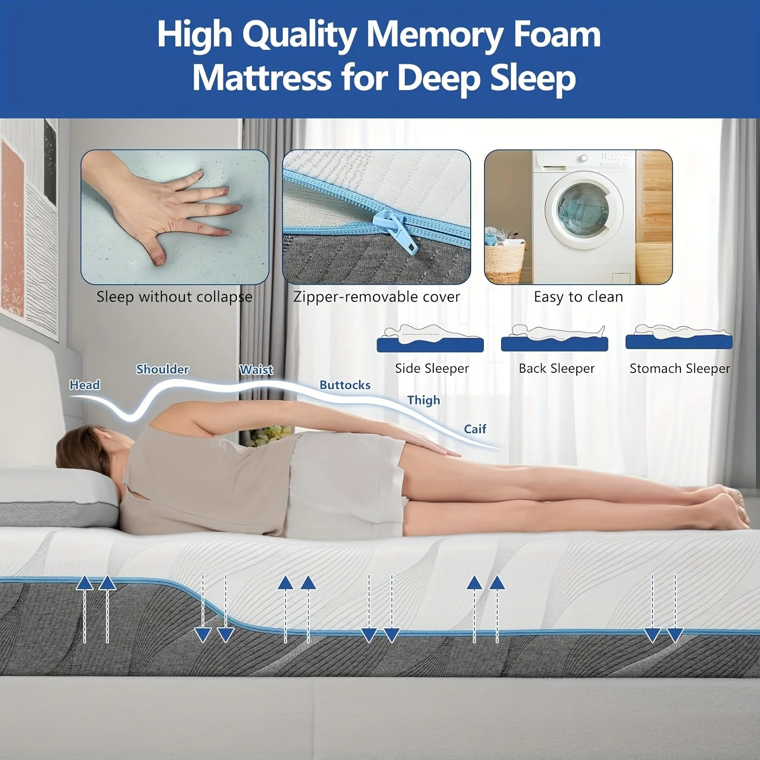 Queen Size Mattress, 8/10 Inch Medium Firm – Extra Firm Dual Sides Flippable