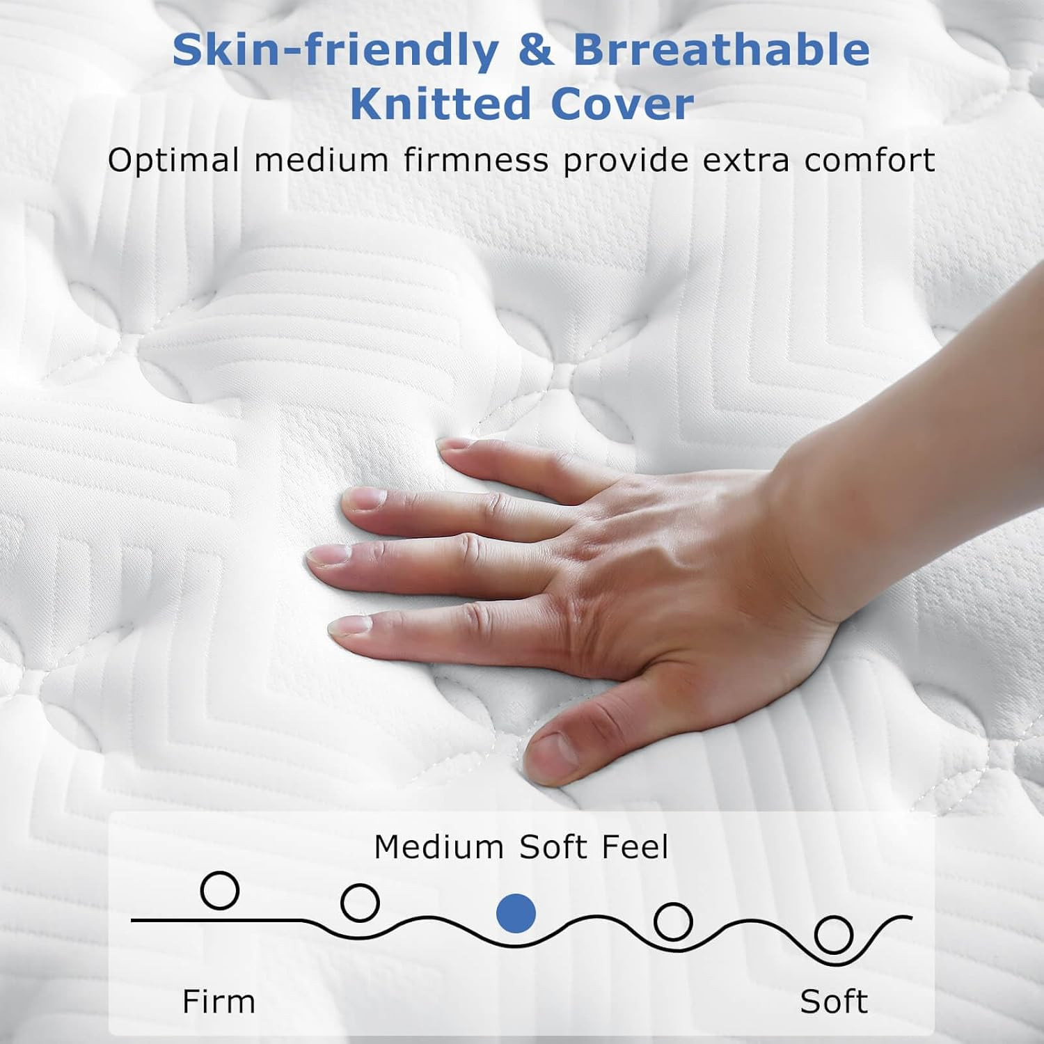 14″ King Size Hybrid Mattress, Medium Firm Memory Foam & Pocket Springs