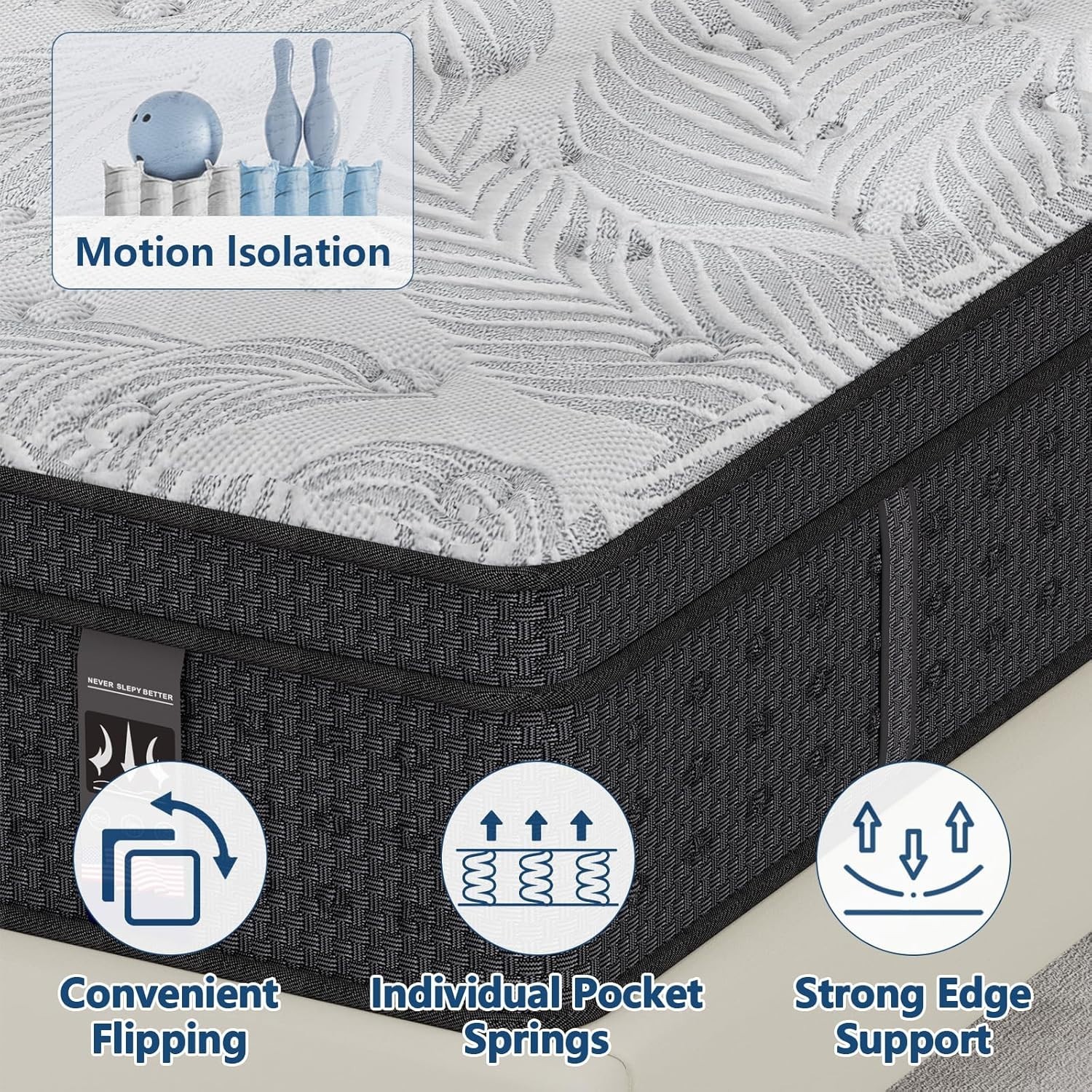 14″ Cal King Gel Memory Foam Mattress Hybrid Spring California King Bed in a box