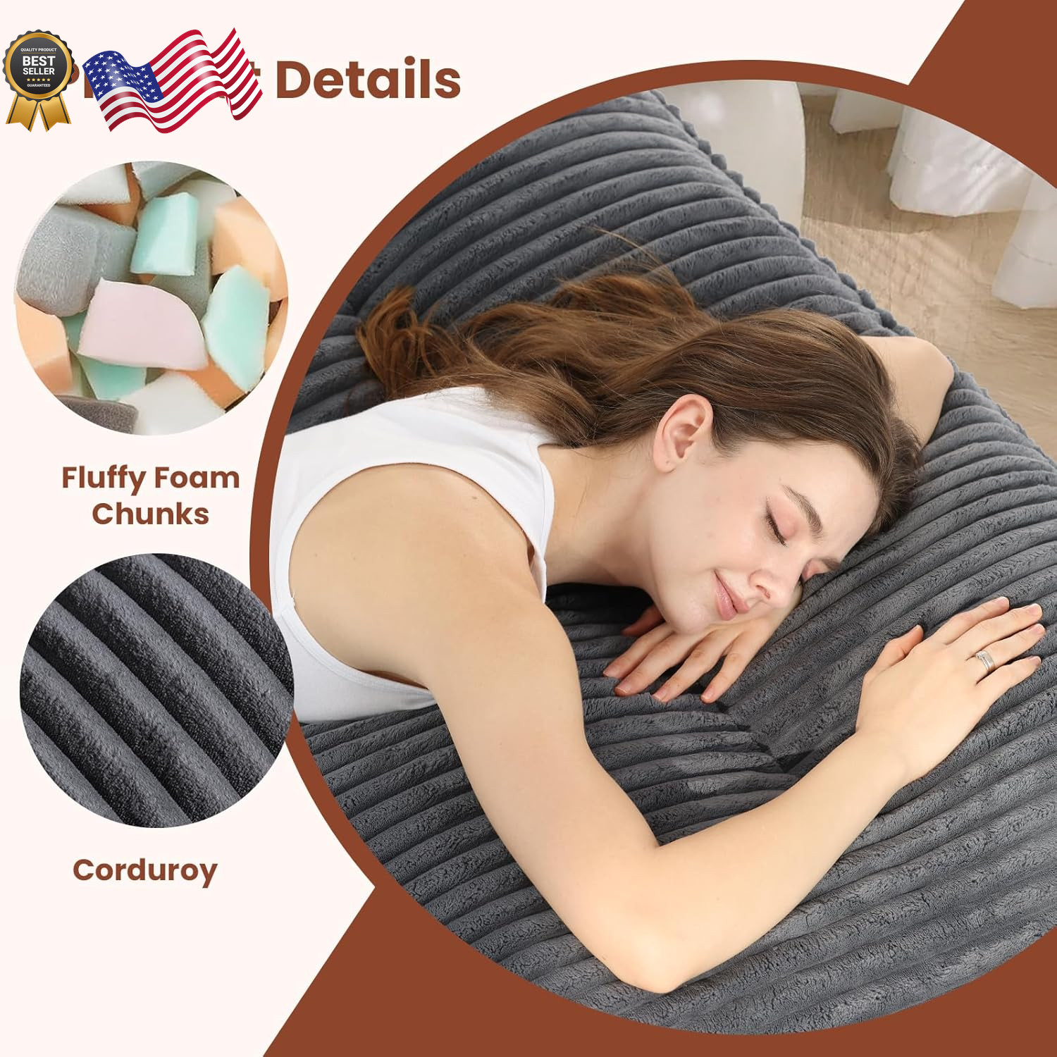 10″ Futon Mattress Queen Size Futons Sofa Couch Bed with Straps Thick Corduroy