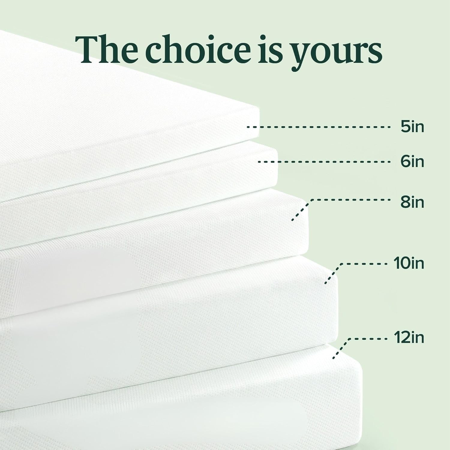 Narrow Twin Green Tea Memory Foam Mattress 75×30, Zoned Pressure Relief Design