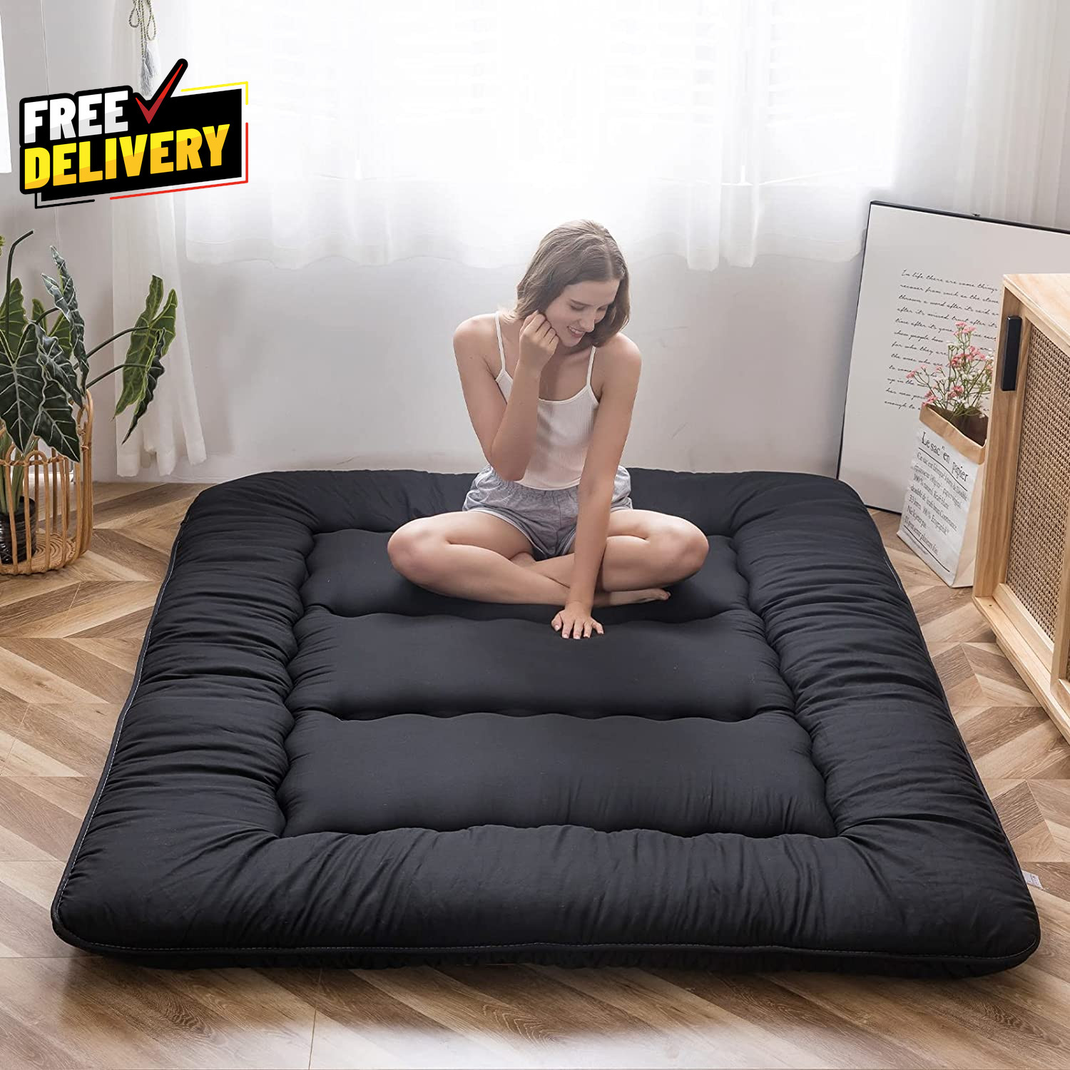 Japanese Floor Mattress Futon Mattress 4 Thicken Tatami Mat Sleeping Pad Fold…