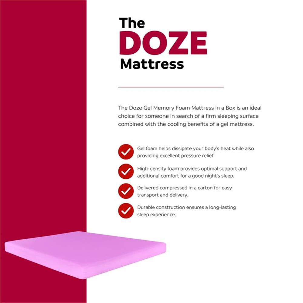 Pemberly Row Modern 6-Inch Polyurethane Full Mattress in Pink